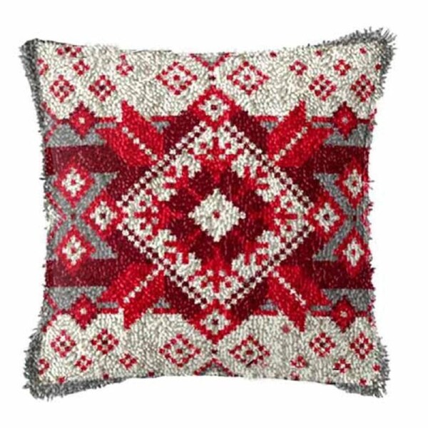 Crafting Kit Latch Hook Xmas Jumper Cushion with Canvas Hook & Threads