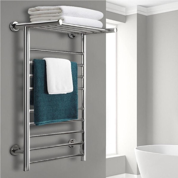 Heated Towel Rail 14 Bars Wall Mounted Electric Clothes Dryer