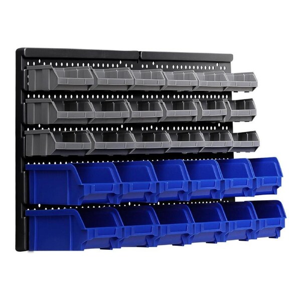 30 Bin Wall Mounted Storage Rack Shelf Organiser Garage Bolts Tools Containers