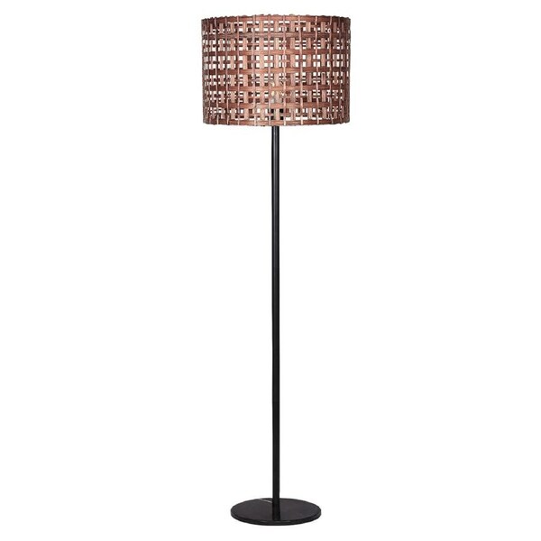 Sarantino Rattan Floor Lamp with Black Marble Base