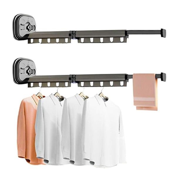 SOGA 2X 93.2cm Suction-Mounted Retractable Clothing Drying Rack Foldable Hanger