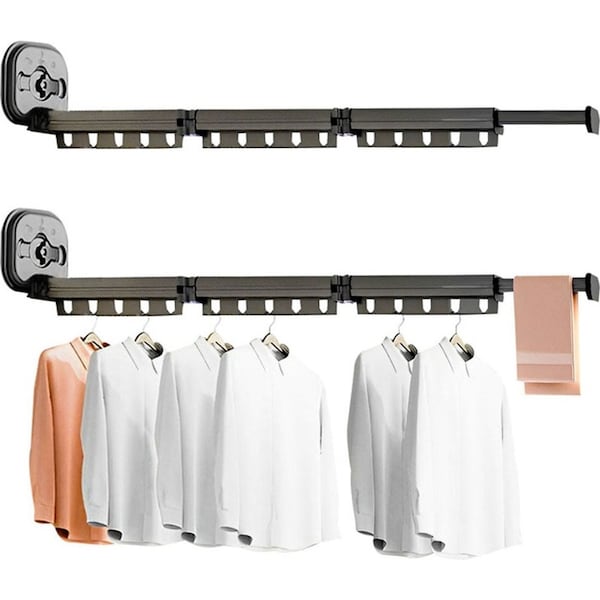 SOGA 2X 127.5cm Suction-Mounted Retractable Clothing Drying Rack Foldable Hanger