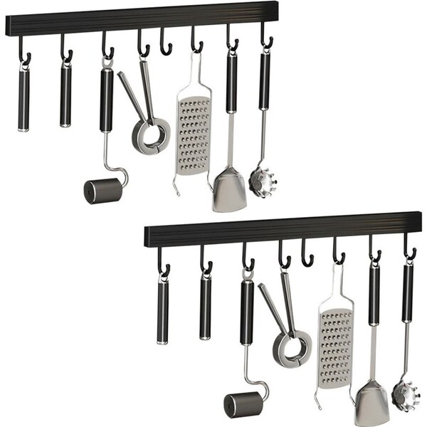 SOGA 2X 41cm Wall Mounted Kitchen Utensil Storage Rack Space-Saving Spatula Organiser with Durable Hooks