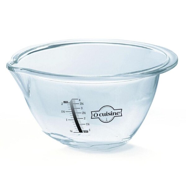 O Cuisine Expert 30cm/4.2L Glass Mixing Bowl w/ Beaker Round Cooking/Baking