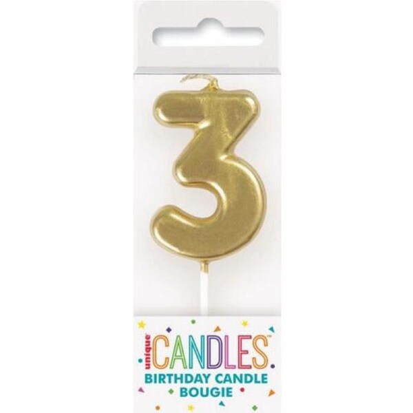 Birthday Candle Mini Pick Number 3 - Gold