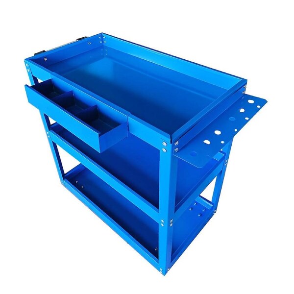 SOGA 3 Tier Tool Storage Cart Portable Service Utility Heavy Duty Mobile Trolley Blue
