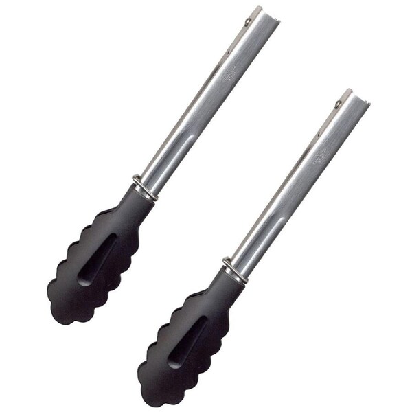 2x Cuisena 30cm Stainless Steel Tongs w/Nylon Head Kitchen Serving Utensil Black
