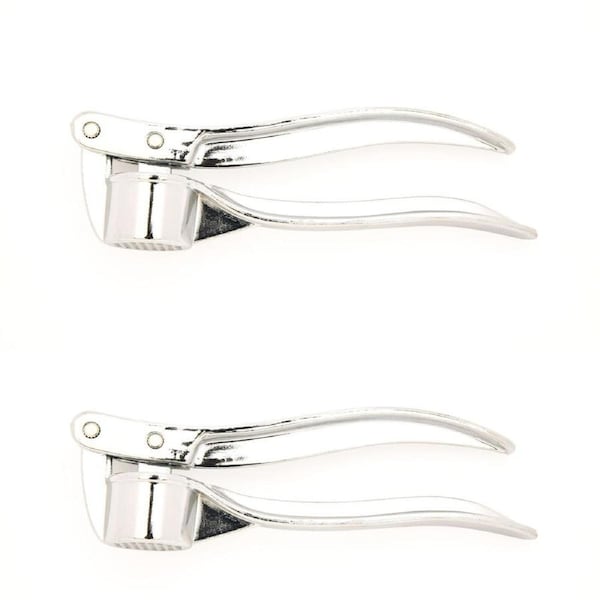 2x Cuisena Aluminium Garlic Press Masher Kitchen Mincer Squeezer Crusher Silver