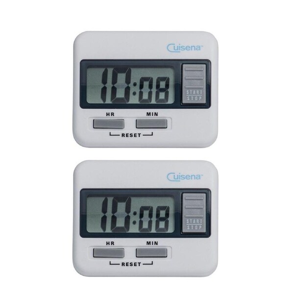 2x Cuisena 20-Hour Plastic Digital Timer Kitchen Baking/Cooking Alarm Beeper WHT