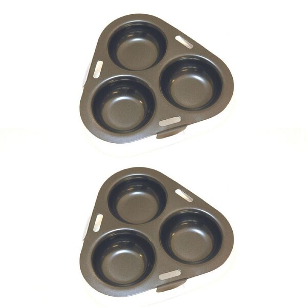 2x Cuisena Non-Stick 3-Egg Steel Poacher Breakfast Cooker Cooking Utensil Black