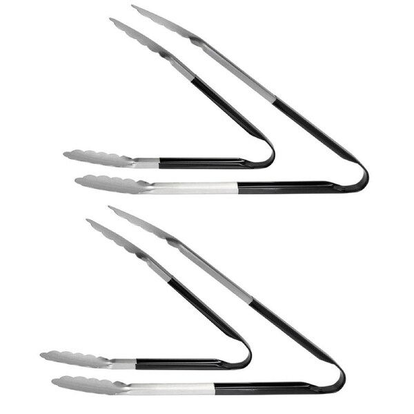 2x 2pc Cuisena 24/30cm Stainless Steel Utility Tongs Set BBQ Cooking Utensil BLK
