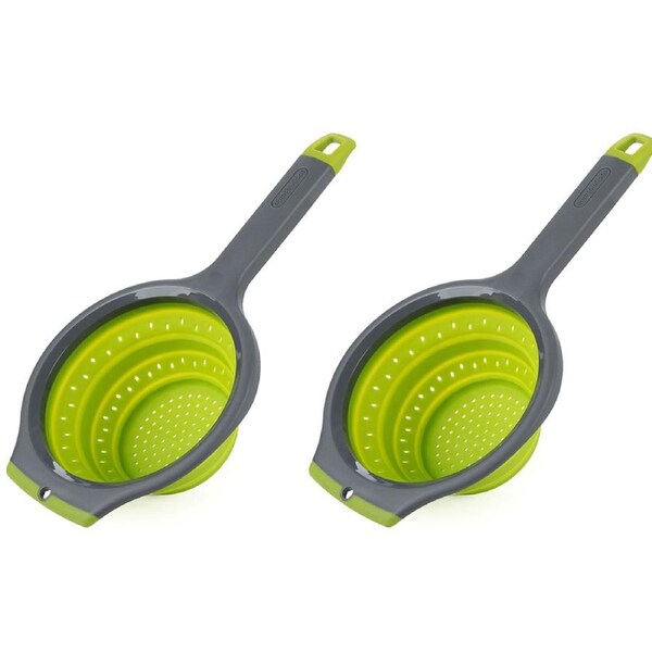 2x Progressive Thinstore 1.4L Collapsible Over-the-Sink Hand Strainer Filter GRN