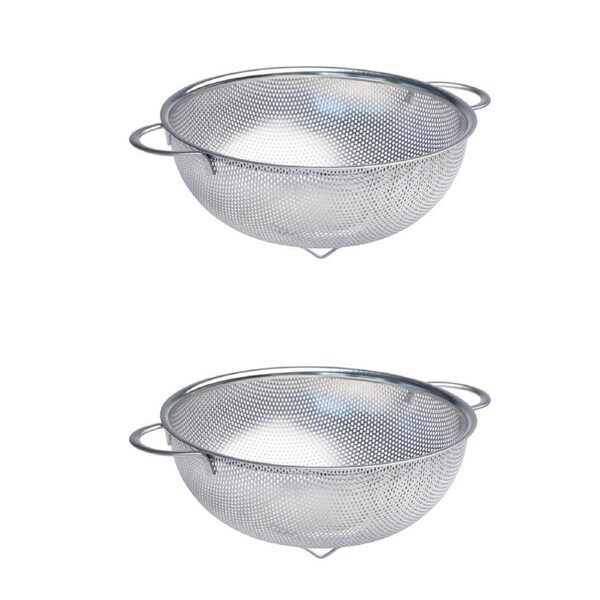 2x Cuisena Perforated 22cm Stainless Steel Colander Strainer Basket w/Handle SLV
