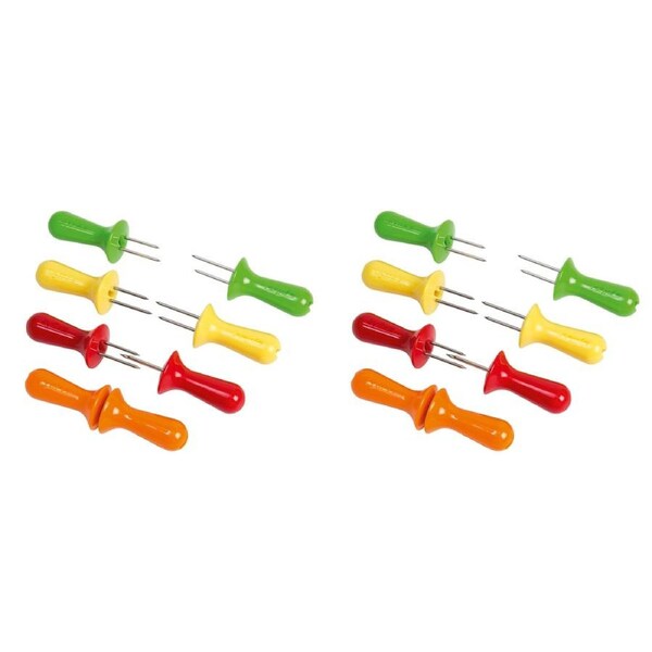2x 8pc Zyliss Stainless Steel Interlocking Corn Cob Holders Kitchen Utensil Bold