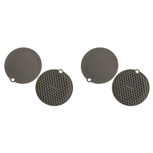 2x 2pc Progressive 14cm Mini Multi Mat Silicone Coaster Set Round Charcoal Grey