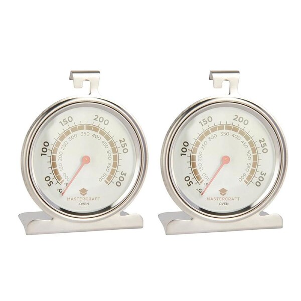 2x Mastercraft Round 10cm Stainless Steel Oven Thermometer Baking/Cooking Silver