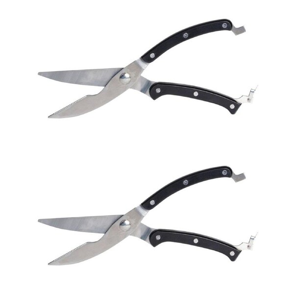 2x Cuisena Professional 25cm Poultry Shears Stainless Steel Kitchen Scissors BLK