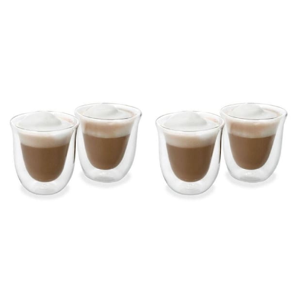 4pc La Cafetiere 200ml Double Walled Glass Cappuccino Cup Coffee Drink Mug Clear