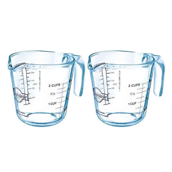 2x O Cuisine Glass 0.5L Measuring Jug Kitchen Baking/Cooking Cup w/ Handle CLR