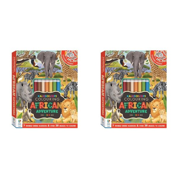 2x Kaleidoscope Colouring African Adventure Kids/Children Activity Book 6-12y
