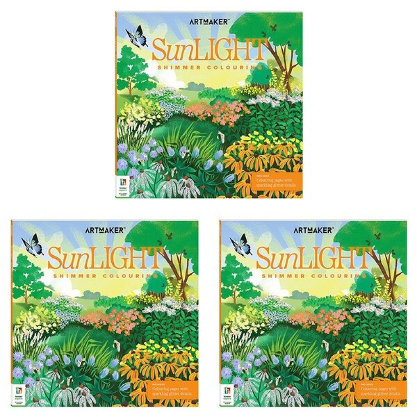 3x Art Maker Sunlight Shimmer Colouring Activity Book Creative Artwork Adult