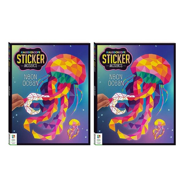 2x Kaleidoscope Geometric Sticker Book Art Mosaic Neon Ocean Kids/Children 8-16y
