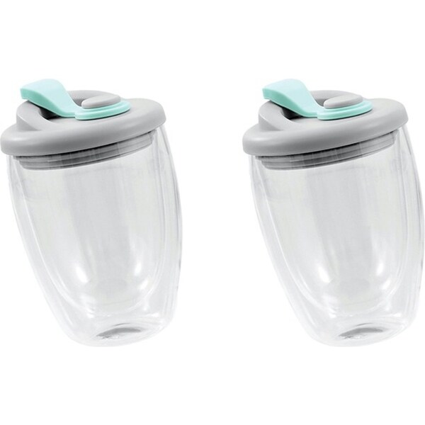 2x Lemon & Lime Coffee On The Go Glass/Silicone Travel Coffee Cup 420ml Assorted