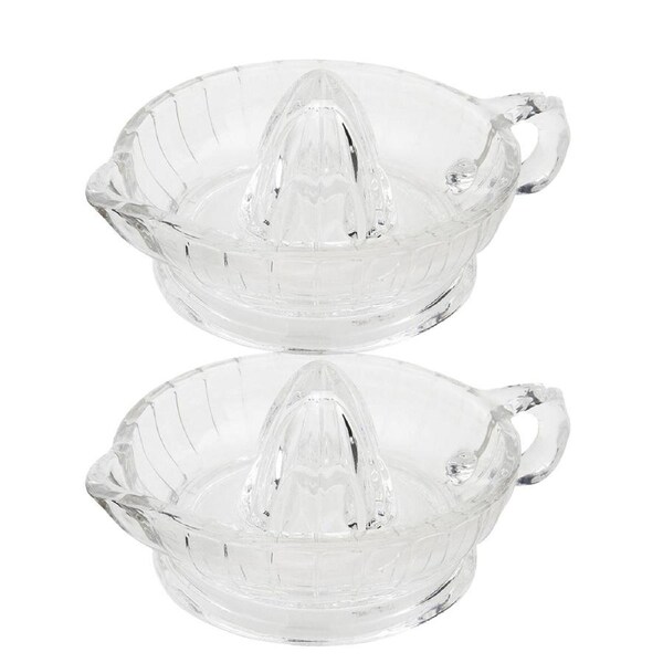 2x Cuisena Manual Glass Citrus Juicer Lemon/Lime Orange Juice Extractor Clear
