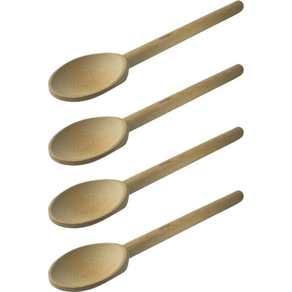 4x Euroline 30cm Wooden Spoon Kitchen Stirring/Mixing Cooking Utensil Beige