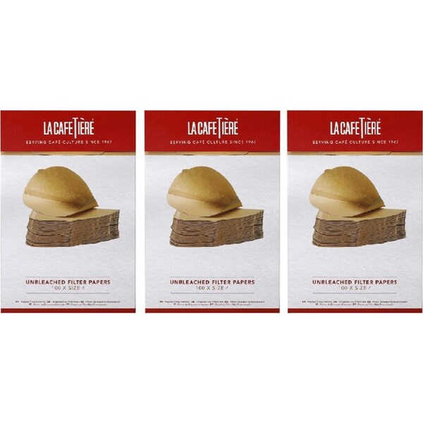 3x 100pc La Cafetiere 19cm Unbleached Coffee Filter Paper Pour/Machine BRN Size4