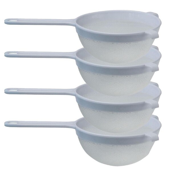 4x Cuisena 16cm Nylon Mesh Strainer Pasta Noodles Drainer w/ Long Handle White