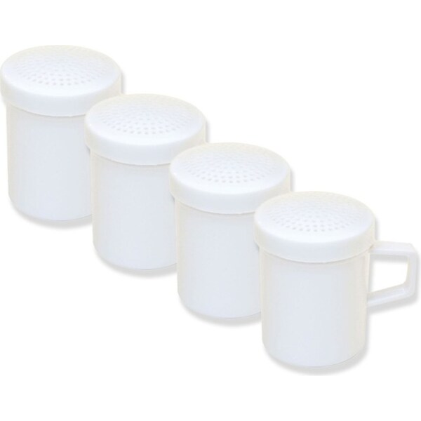 4x Cuisena Plastic 200ml Kitchen Shaker Flour/Icing Sugar Container w/Handle WHT