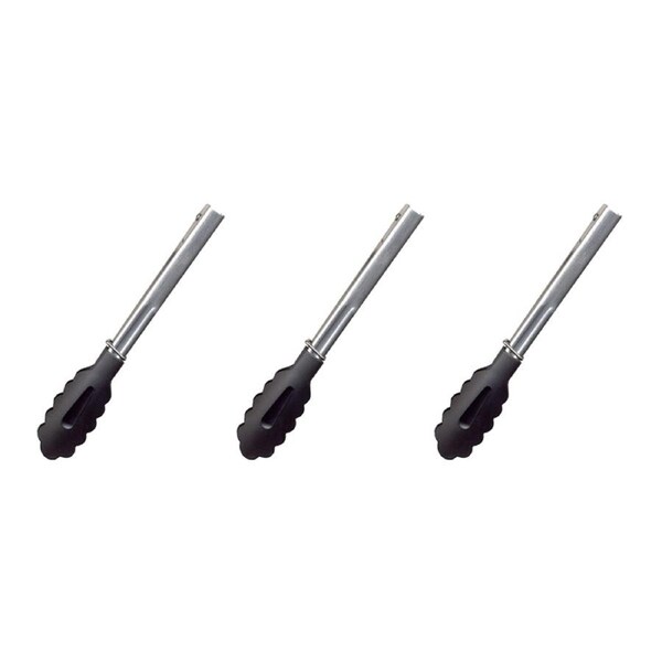 3x Cuisena 24cm Stainless Steel Tongs w/Nylon Head Kitchen Serving Utensil Black