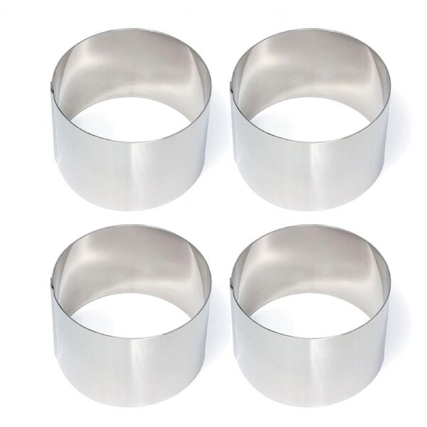 4x Cuisena 9cm Stainless Steel Food Ring/Stacker Baking Home/Kitchen Moulds SLVR