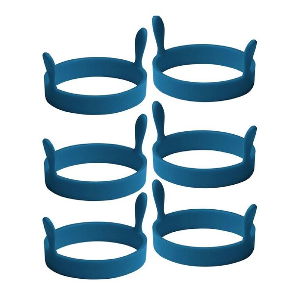 3x 2pc Cuisena 9cm Silicone Egg Rings Set Round Cooking Utensil w/ Handle Blue