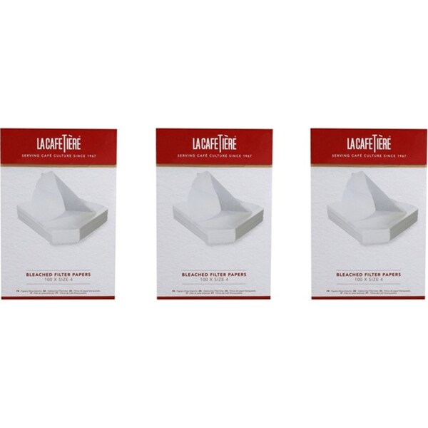 3x 100pc La Cafetiere 19cm Bleached Coffee Filter Paper Pour/Machine WHT Size 4