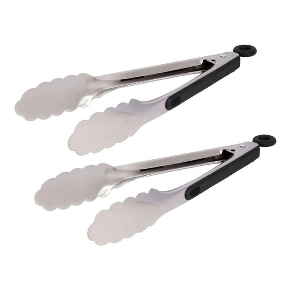 4x Mastercraft Heavy-Duty 23cm Stainless Steel Tongs Cooking/Serving Utensil BLK