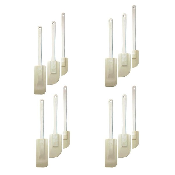 4x 3pc Cuisena Rubber Spatula Cooking Scraper Utensil Set w/ Long Handle White