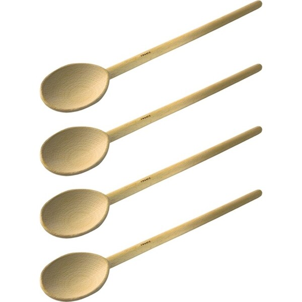 4x Euroline 40cm Wooden Spoon Kitchen Food Stirring/Mixing Cooking Utensil Beige