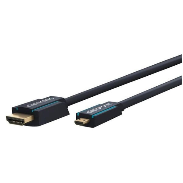 Clicktronic 3m Micro Male HDMI 1.4 Cable Connector Full HD 4K For Cameras BLK
