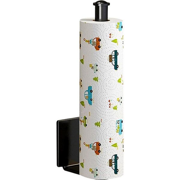 SOGA Black Wall-Mounted Kitchen Roll Holder Organiser Space Saving Rack