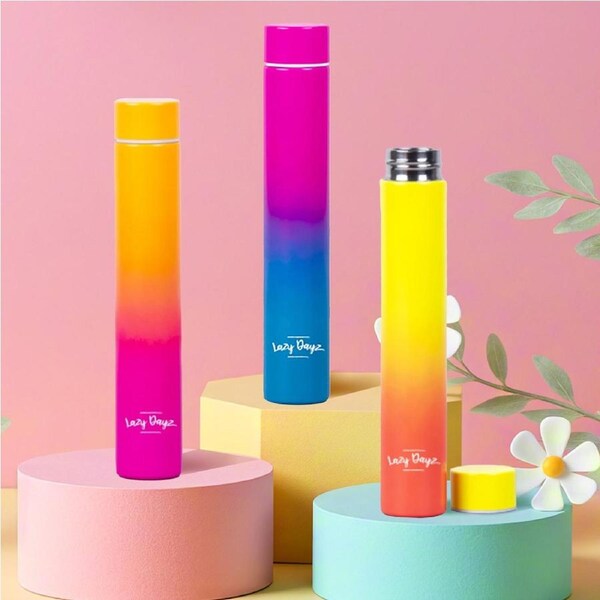 Lazy Dayz Slimline Drink Bottle 300ml - Orange Pink Ombre