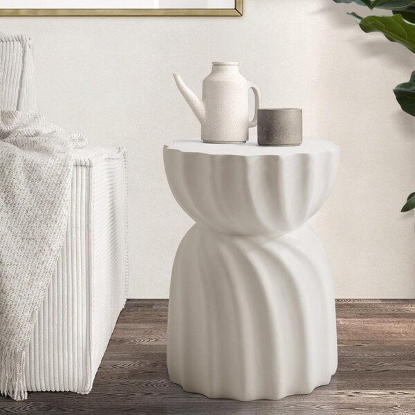 Oikiture Coffee Side Table Bedside End Stool Stand Stone Indoor Outdoor