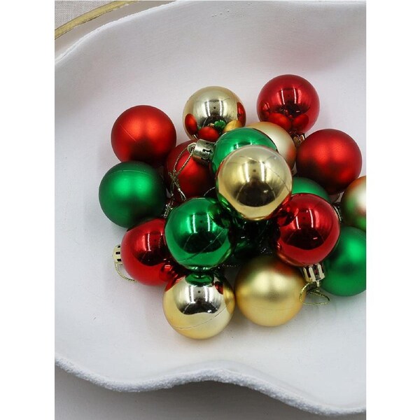 Red Green Gold 40mm Christmas Baubles Gloss Matt 24 pack