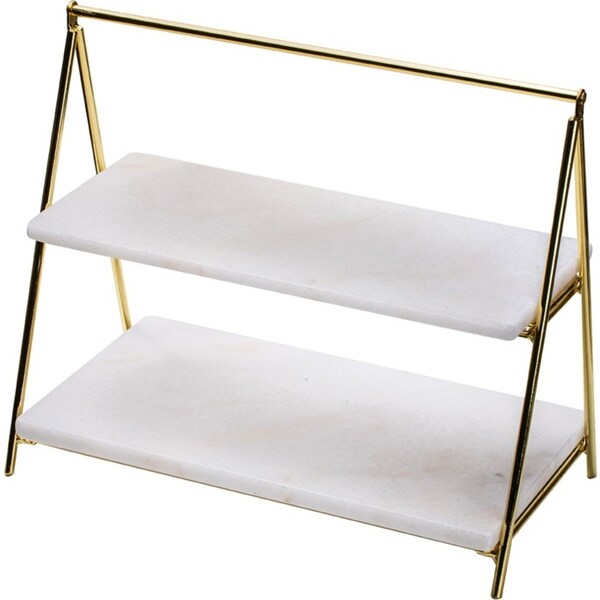 Tempa Emerson Marble/Stainless Steel 40cm Serving Tower Tray Display Stand White