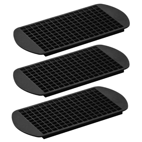 3pc Tempa Quinn Pebbles 23cm Silicone Ice Cube Tray Maker Freezer Mould Black