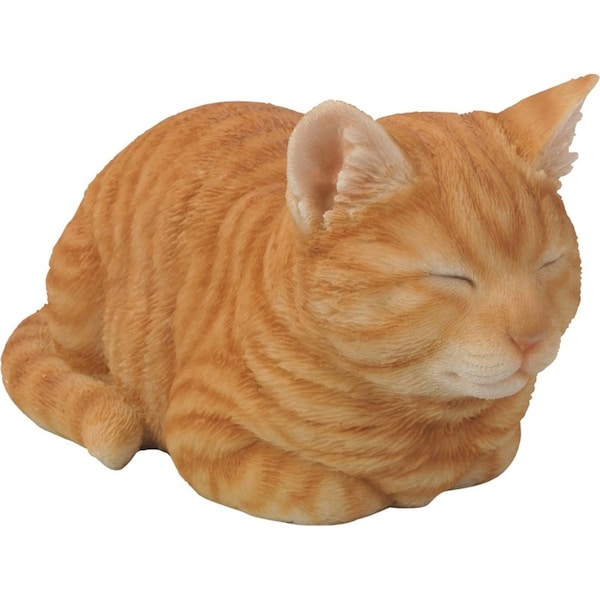 Northcote Pottery 20.5cm Sleeping Cat Ginger Resin Animal Statue Garden Ornament