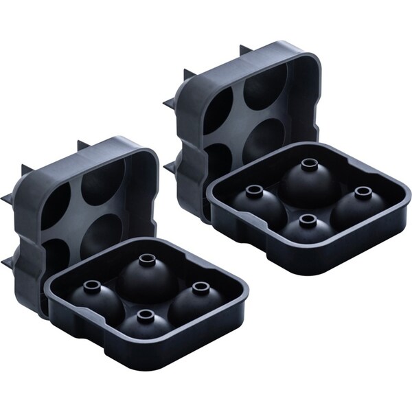 2pc Tempa Quinn Silicone 12cm Mini Sphere Ice Cube Tray Maker Freezer Mould BLK