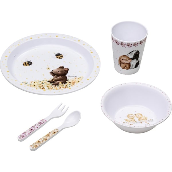 5pc Ashdene Little Darlings Kids Melamine Dinner Set Cup/Spoon & Fork/Plate