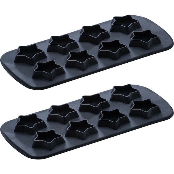 2pc Tempa Quinn Silicone 21cm Mini Star Ice Cube Tray Maker Freezer Mould Black